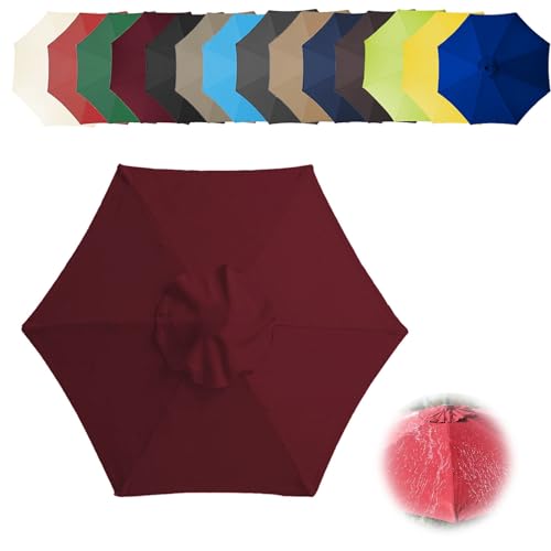 Sonnenschatten, Ersatzdach for Terrassen- und Freiarmschirme, 6/8 Rippen, Mehrfarbig, mehrere Größen(Burgundy,6ribs-250cm(8.2ft)) von DUBTEDHOU