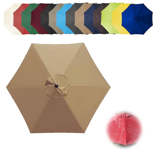 Sonnenschatten, Ersatzdach for Terrassen- und Freiarmschirme, 6/8 Rippen, Mehrfarbig, mehrere Größen(Khaki,6ribs-300cm(9.8ft)) von DUBTEDHOU