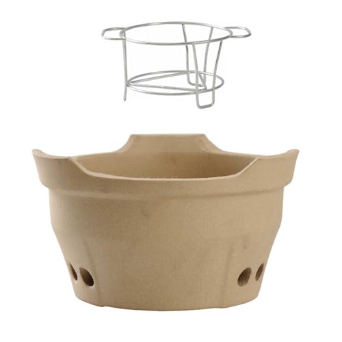 Tonkohle, Teekohle, Holzkohlegrill aus Ton for den Außenbereich mit Ständer und Tablett aus Edelstahl, mehrere Größen(19cm/7.5in) von DUBTEDHOU