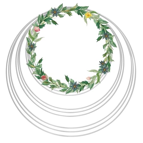 9 Stück Metallringe zum Basteln,Metallring (20, 25 & 30 cm),Geeignet für Hochzeitsgirlandendekoration, DIY-Kunsthandwerk, Traumfänger, Blumenarrangements usw (Silber) von DUBUOZA