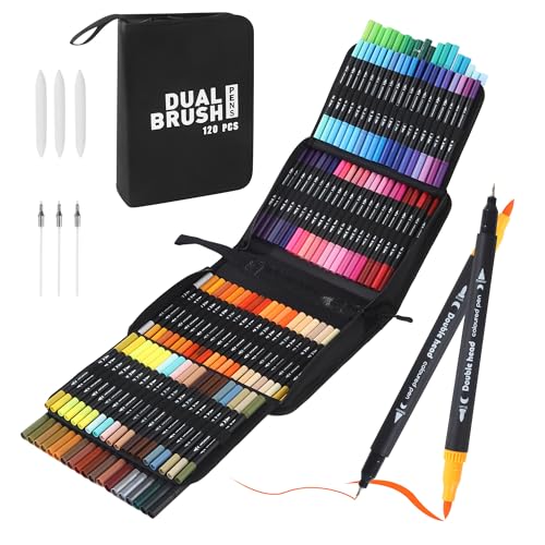 DUBUOZA Dual Brush Pen Set,120 Farben Filzstifte Set,Filzstifte Dicke und Dünne,kinder und Erwachsene,Marker Stifte,Sehr Geeignet für Malen, Handschrift, Graffiti und Handgefertigt von DUBUOZA