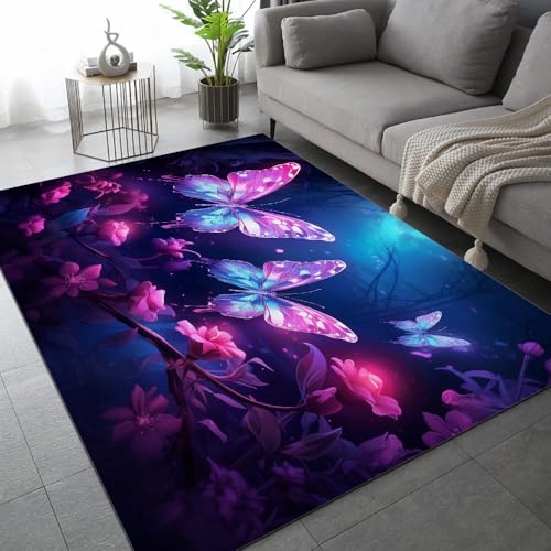 DUCAPE Abstrakter Lila-Blauer Schmetterling Teppich160 x 230cm Pflanze Blume 3D-Druck für Wohnzimmer Rutschfester Schlafzimmerteppich Kinderbodenmatte Polyester weich leicht zu reinigen DUCAPE Abstrakter Lila-Blauer Schmetterling Teppich160 x 230cm Pflanze Blume 3D-Druck für Wohnzimmer Rutschfester Schlafzimmerteppich Kinderbodenmatte Polyester weich leicht zu reinigen von DUCAPE