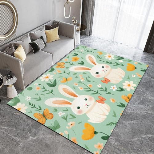 DUCAPE Aquarell-Kaninchen-Illustration Teppich180 x 280cm Grüne Pflanze 3D-Druck für Wohnzimmer Rutschfester Schlafzimmerteppich Kinderbodenmatte Polyester weich leicht zu reinigen DUCAPE Aquarell-Kaninchen-Illustration Teppich180 x 280cm Grüne Pflanze 3D-Druck für Wohnzimmer Rutschfester Schlafzimmerteppich Kinderbodenmatte Polyester weich leicht zu reinigen von DUCAPE