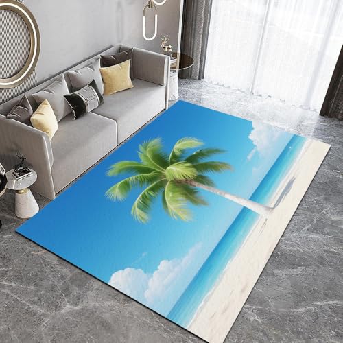 DUCAPE Blaue Meeres- Und Strandlandschaft Teppich50 x 80cm Palmen 3D-Druck für Wohnzimmer Rutschfester Schlafzimmerteppich Kinderbodenmatte Polyester weich leicht zu reinigen DUCAPE Blaue Meeres- Und Strandlandschaft Teppich50 x 80cm Palmen 3D-Druck für Wohnzimmer Rutschfester Schlafzimmerteppich Kinderbodenmatte Polyester weich leicht zu reinigen von DUCAPE