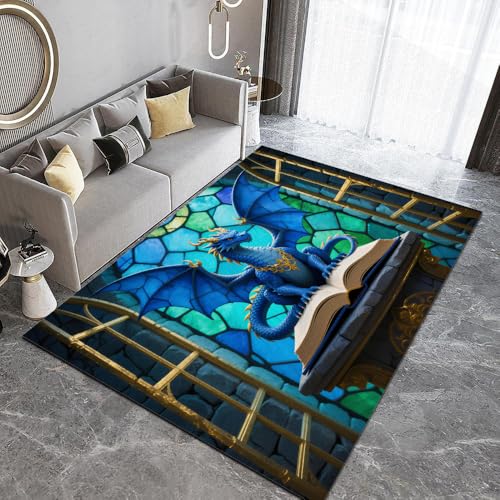 DUCAPE Blauer Zauberdrache Teppich90 x 120cm Abstrakt 3D-Druck für Wohnzimmer Rutschfester Schlafzimmerteppich Kinderbodenmatte Polyester weich leicht zu reinigen DUCAPE Blauer Zauberdrache Teppich90 x 120cm Abstrakt 3D-Druck für Wohnzimmer Rutschfester Schlafzimmerteppich Kinderbodenmatte Polyester weich leicht zu reinigen von DUCAPE