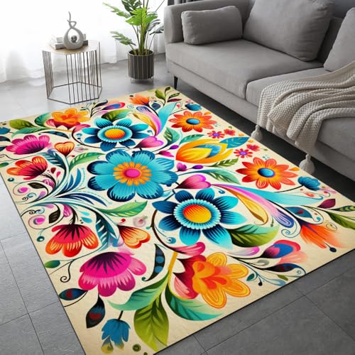 DUCAPE Boho-Ethnische Blume Zurück 90 x 120cm Bunte Pflanze Teppiche Wohnzimmer Teetischmatten Schlafzimmerteppich waschbare Bodenmatten DUCAPE Boho-Ethnische Blume Zurück 90 x 120cm Bunte Pflanze Teppiche Wohnzimmer Teetischmatten Schlafzimmerteppich waschbare Bodenmatten von DUCAPE