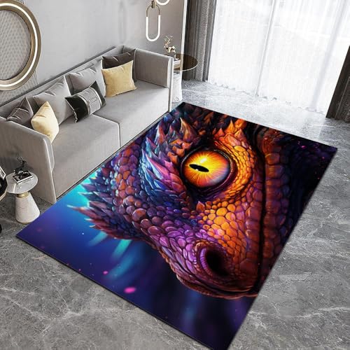 DUCAPE Magisches Tier Zurück 120 x 150cm Lila-Gelb Weicher Flanell-Teppich für Wohnzimmer Schlafzimmer Dekoration Bodenmatte für Esszimmer weich leicht zu reinigen von DUCAPE