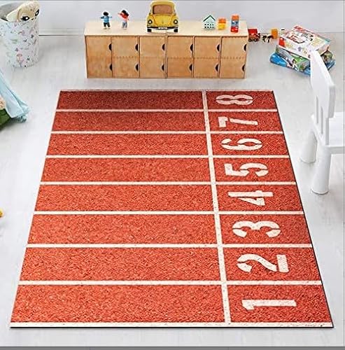 DUCAPE Wohnzimmerteppich Leichtathletik-Mikrofaser-Teppich Weich Fusselfrei Lichtbeständig Lichtbeständig Innenbereich Moderne Kunst Dekoration Teppich Kinderzimmer Fitnessstudio Schule 150 X 210Cm von DUCAPE