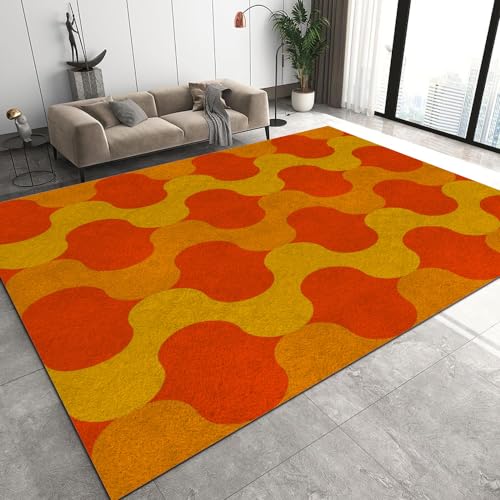 Retro 70Er Jahre Teppich,Orangerotes Muster Dünner Einfache Pflege Kurzflor Waschmaschinenfest Teppich - Druck Bodendekoration Für Wohnzimmer, Schlafzimmer Und Die Küche 40 X 60Cm Retro 70Er Jahre Teppich,Orangerotes Muster Dünner Einfache Pflege Kurzflor Waschmaschinenfest Teppich - Druck Bodendekoration Für Wohnzimmer, Schlafzimmer Und Die Küche 40 X 60Cm von DUCAPE