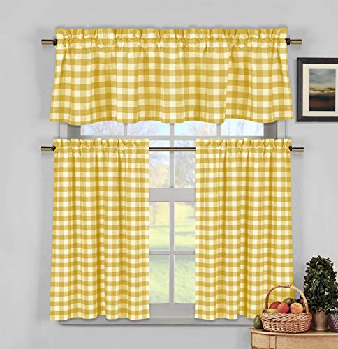 Duck Kingston Küchenvorhänge und Volants Set, Polyester, gelb, 28x24 von Duck River Textile