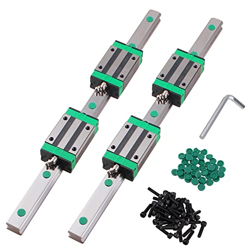 2-teiliges Linearführungsschienen-Kit HGR25-1200 mm Lineargleitschienen mit 4-teiligen HGHCA25 HGH25 Linearblöcken, Lager + Staubschutzkappe C6 + Innensechskantschraube für DIY-CNC-Fräser, Drehmasch von DUCKDOG