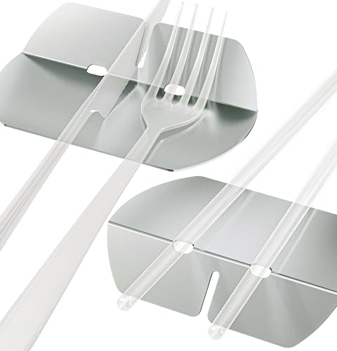 DUDAPRO Besteckhalter Besteckablage Messer Gabel Löffel Ablage SET 4 Stück Edelstahl Messerbank Stäbchen Ablage poliert silber von DUDAPRO