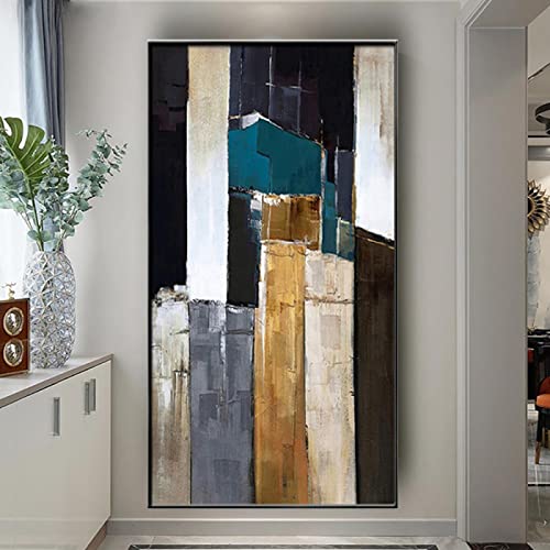 DUDLOO Abstrakte braune schwarze Textur Wandkunst Bilder Modekunst Gemälde auf Leinwand Wandbild für Zuhause Zimmer Gang Dekor Kunstwerk 80 x 160 cm rahmenlos von DUDLOO