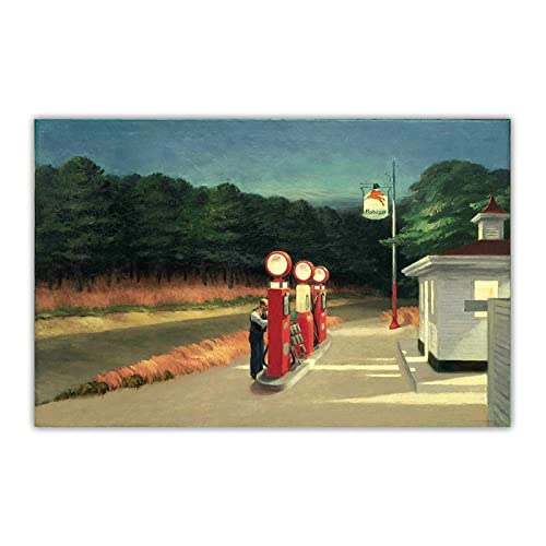 DUDLOO Gas,1940, von Edward Hopper Leinwand Gemälde Kunstwerk Ästhetisches Bild Poster Wand Hintergrund Bilder Zimmer Dekoration 60x90cm rahmenlos von DUDLOO
