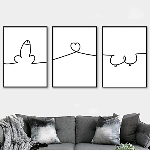 DUDLOO Sexy body art curve lines love adult wall Nordic posters and prints living room decoration painting canvas painting 30x45cmx3 frameless von DUDLOO