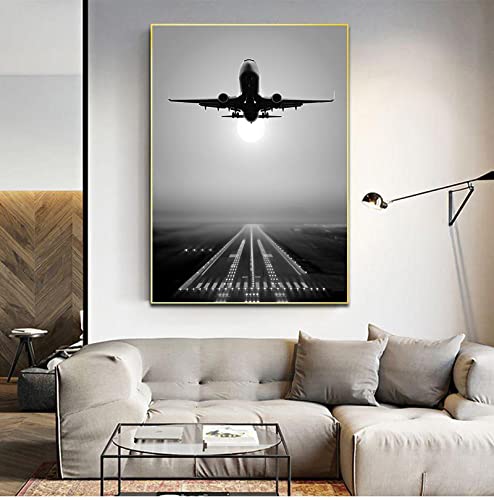 Leinwand Nordic Bilder Home Dekoration Flugzeug Start Gemälde Wandkunst HD Drucke Kreative Hotel Poster Für Wohnzimmer 40x60 cm rahmenlos von DUDLOO