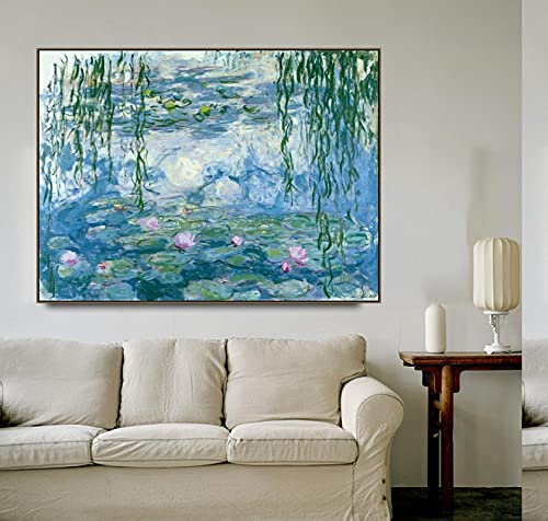 DUDLOO Seerosen von Monet Poster und Druck Leinwand Malerei Kalligraphie Wandbilder für Wohnzimmer Schlafzimmer Wohnkultur 70 x 100 cm rahmenlos von DUDLOO