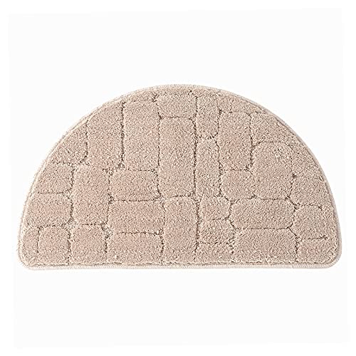 DUDNJC Halbrunde rutschfeste Fußmatte, weich und schnell absorbierend Teppich, Duschvorleger, dicke Vorderfußmatte für Badezimmer-Eingangskanäle, um Schutz zu bieten (67,8 x 39,9 cm, Khaki) von DUDNJC