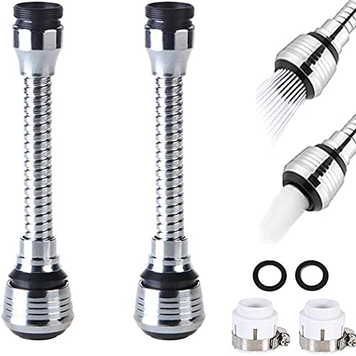 Wasserhahn Verlängerung Luftsprudler, 2 Stück 360 Grad Drehbarer Schwenkkopf Wasserhahn Luftsprudler Wassersparender Siebstrahlregler für Bad Küchenarmatur Düse Filter Adapter von DUDUA