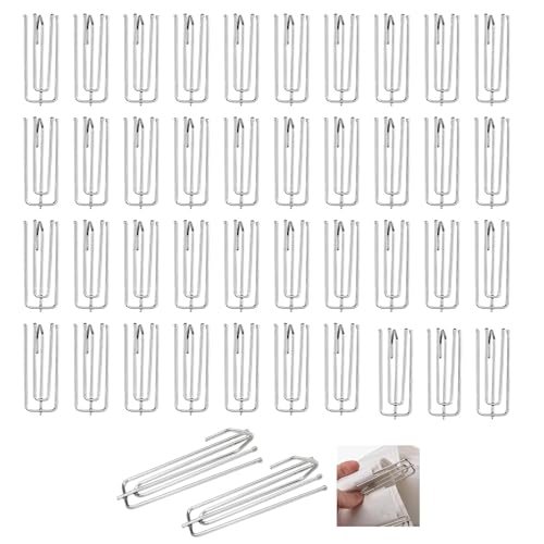 40 Stück Gardinenhaken Metall, Edelstahl-Gardinenhaken mit 4 Zinken, Vorhanghaken Curtain Hooks für Schienen und Vorhangringe Schienen von DUDUI