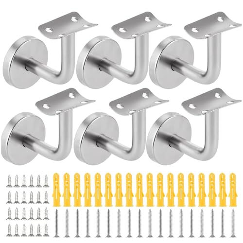 6 Stück Handlaufhalter Edelstahl, 60 x 60 mm Handlaufhalter Handlaufträger, Metall Treppengeländer Innen Shwerbelast Wandhalter für Innenwand und Treppengeländer von DUDUI