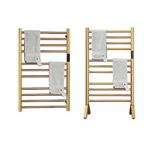 DUDYP Elektrischer Badheizkörper Gold, Freistehender Und Wandmontage Beheizter Handtuchhalter Handtuchtrockner Mit Timer Und LED-Anzeige, 11 Bar Plug-in 304 Edelstahl Handtuchheizkörper DUDYP Elektrischer Badheizkörper Gold, Freistehender Und Wandmontage Beheizter Handtuchhalter Handtuchtrockner Mit Timer Und LED-Anzeige, 11 Bar Plug-in 304 Edelstahl Handtuchheizkörper von DUDYP