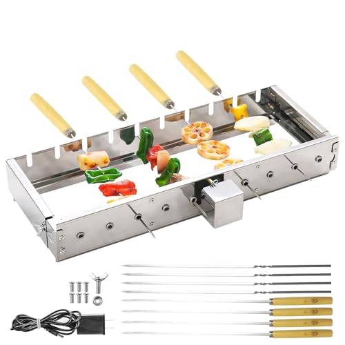 DUEBEL Auto Rotating Rotisserie Grill Rack Set - Edelstahl-Kabob-Grill mit 10 Spießen. USB-betrieben, verstellbare Breite Rotisserie BBQ Grill Rack für perfektes Rotisserie BBQ-Spiel. von DUEBEL