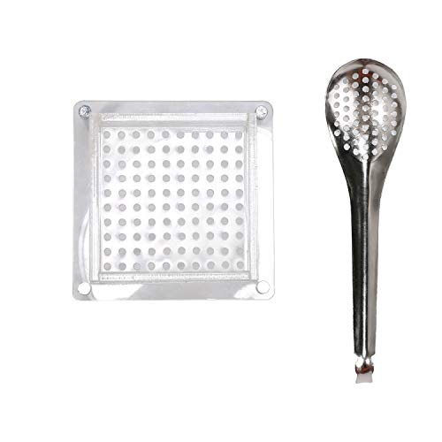 DUEBEL Kaviar Maker Box 100 Löcher Roe Sauce Dispenser Sieb Werkzeuge Spherifikation Dropper Molekulare Gastronomie Kit mit Löffel Kaviar Maker Tool Kit von DUEBEL