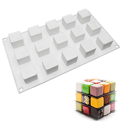 DUBENS 15 Hohlraum Quadrate Silikon Form Schokolade Backen Cube Tray Mousse Kuchen Form Zum Backen Dekorieren Werkzeuge Muffin Pan von DUEBSN