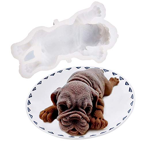 DUBENS 3D Shar Pei Hund Form Silikonform Schokolade Pudding Fondant Mousse Kuchen Dekoration Backform Kuchenform, für Mousse Kuchen Pudding Fondant Backform Kuchen Dekorieren DIY Tools von DUEBSN