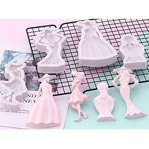 DUBENS 4er Set Mädchen Prinzessin Königin DIY Silikon Form Schokolade Kuchen Fondant Formen Kuchen Dekoration Werkzeuge Küche Backen Zubehör von DUEBSN