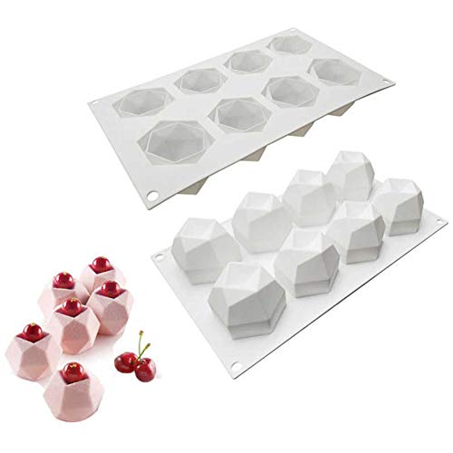 DUBENS 8 Hohlraum Diamant Polygonal Silikon Kuchen Form Französisch Dessert Mousse Gebäck Tablett Kerze Mould Muffin Sweety Backen Werkzeuge von DUEBSN