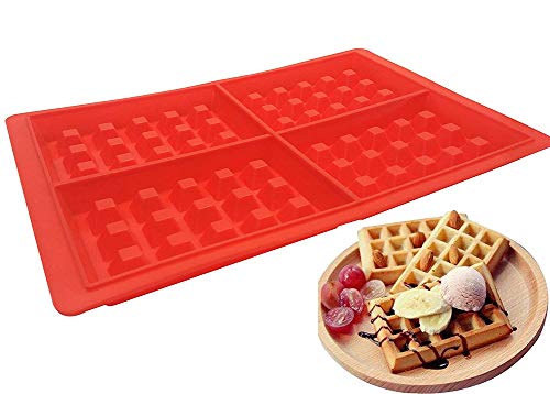 DUBENS Waffel Backform aus Silikon, Waffel-förmchen Waffel-Maker Silikonbackform Waffelform, Antihaft Silikonformen Set für Kinder Muffins Keks Kochen Küche Backen (Eckige Form) von DUBENS