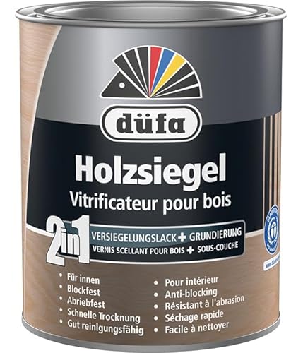 düfa 2in1 Holzsiegel 750ml seidenmatt Klarlack | PU-verstärkter Parkettlack für Innenholzwerk von düfa