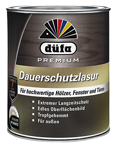 DÜFA PREMIUM DAUERSCHUTZ-LASUR | Wetterschutz-Lasur | Holzschutz-Lasur | Absolute Premium-Qualität |0,375 Liter TEAK von DÜFA