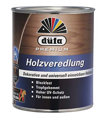 DÜFA PREMIUM HOLZVEREDELUNG | Wetterschutz-Lasur | Holzschutz-Lasur | Absolute Premium-Qualität | 0,75 Liter NUSSBAUM von DÜFA