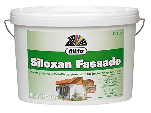 Düfa D137 Siloxan Fassadenfarbe (10l) Weiss | Langzeitanstrich | Wetterbeständige Fassaden-Beschichtung | Außenbereich von DÜFA