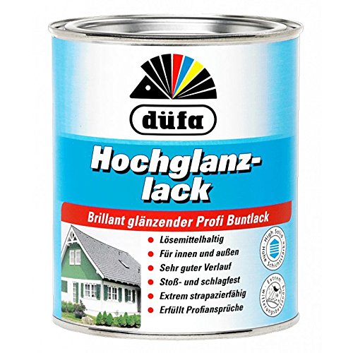 Düfa Hochglanzlack Brillant Gläzender Profi Buntlack Lösemittelhaltig 750 ml , Farbe (RAL):RAL 9010 Reinweiß von DÜFA