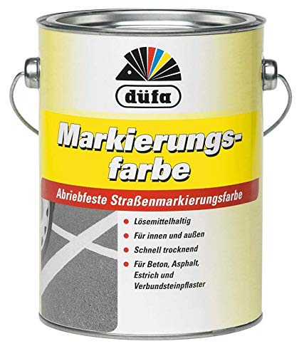 Düfa Markierungsfarbe 2,5 Liter für Parkplatz- und Industriemarkierungen auf Beton, Asphalt und Estrich (Weiß) von DÜFA