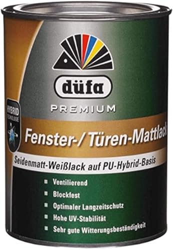 Düfa Premium Fenster-/Türen-Mattlack seidenmatt Weiß 0,75 L von DÜFA