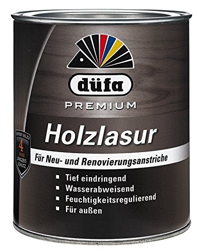 Düfa Premium Lösemittelhaltige Holzlasur Außen 0,75 L Farbwahl, Farbe:Ebenholz von DÜFA