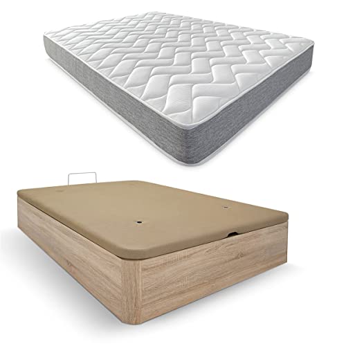 DUÉRMETE ONLINE Cambria Viskoelastische Matratze + Boxspringbett, großes Fassungsvermögen, Farbe 90 x 190 cm, Polyurethan Holz PU, 90 x 190 von DUÉRMETE ONLINE