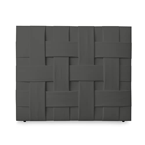 DUÉRMETE ONLINE ansprechendes Design Luxuriöses gepolstertes Kopfteil Modell Hilton | Bezug aus hochwertigem Kunstleder, Holz, grau, 130 x 120 cm (Cama 120) von DUÉRMETE ONLINE