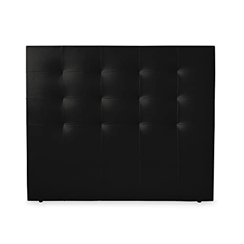 DUÉRMETE ONLINE Gepolstertes Kopfteil Paris | Bezug aus hochwertigem Kunstleder | Maße 160 x 120 cm 150 cm, Holz, Schwarz, 100 x 120 cm (Bett 90 cm) von DUÉRMETE ONLINE