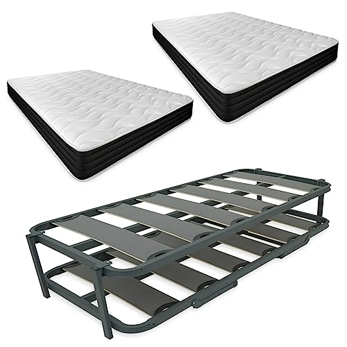 DUÉRMETE ONLINE - Komplettes Bett mit 2 Matratzen Pocket Visco (Winter/Sommer) + verstärktem Nistbett, 90 x 190 cm von DUÉRMETE ONLINE