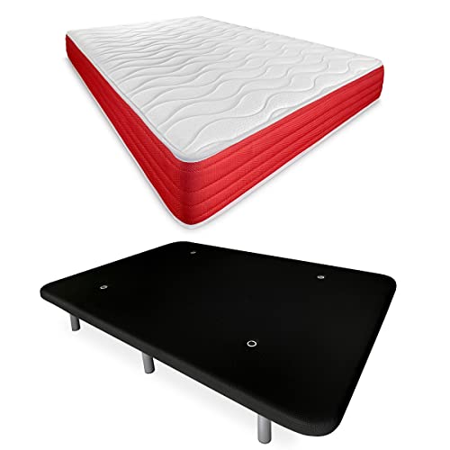 DUÉRMETE ONLINE Schwarzes Komplettbett mit wendbarer Lite-Matratze und verstärktem Boden, 6 Beine, Holz, 90 x 190 cm DUÉRMETE ONLINE Schwarzes Komplettbett mit wendbarer Lite-Matratze und verstärktem Boden, 6 Beine, Holz, 90 x 190 cm von DUÉRMETE ONLINE