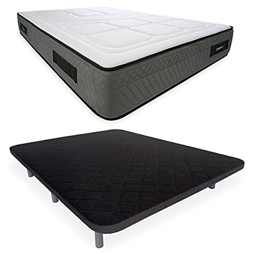 DUÉRMETE ONLINE Verstärkte Polsterunterlage mit Geräuschunterdrückung mit 5 Verstärkungsstegen + viskoelastische Matratze Mylos Biogel + 6 Metallfüße mit Gewinde von 27 cm, Schwarz, 150 x 190 cm DUÉRMETE ONLINE Verstärkte Polsterunterlage mit Geräuschunterdrückung mit 5 Verstärkungsstegen + viskoelastische Matratze Mylos Biogel + 6 Metallfüße mit Gewinde von 27 cm, Schwarz, 150 x 190 cm von DUÉRMETE ONLINE