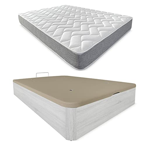 DUÉRMETE ONLINE Viskoelastische Matratze + Boxspringbett, großes Fassungsvermögen, Fleecefarben 150 x 190 cm, Polyurethan Holz PU, 150 x 190 von DUÉRMETE ONLINE