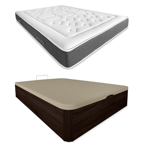 DUÉRMETE ONLINE - Packung viskoelastische Matratze Bio Nature Dicke 24 cm + Klappbett aus Holz, große Kapazität | Farbe Wengue 150 x 190 DUÉRMETE ONLINE - Packung viskoelastische Matratze Bio Nature Dicke 24 cm + Klappbett aus Holz, große Kapazität | Farbe Wengue 150 x 190 von DUÉRMETE ONLINE