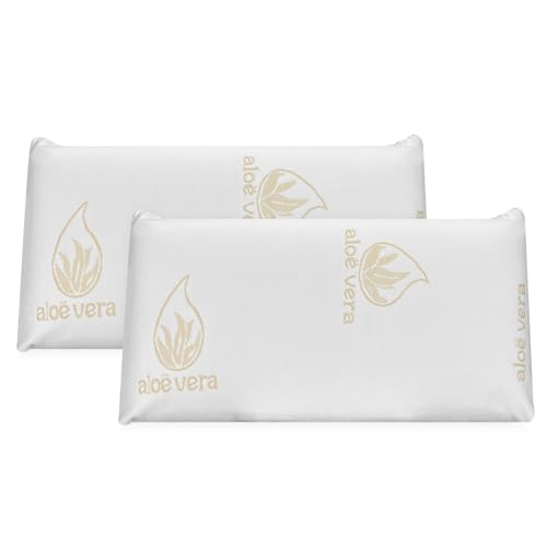 DUÉRMETE ONLINE Viskoelastisches Kissen Aloe Vera Visco hervorragende Anpassungsfähigkeit mit Anti-Stress-Eigenschaften | 2 Stück à 75 x 40 cm von DUÉRMETE ONLINE
